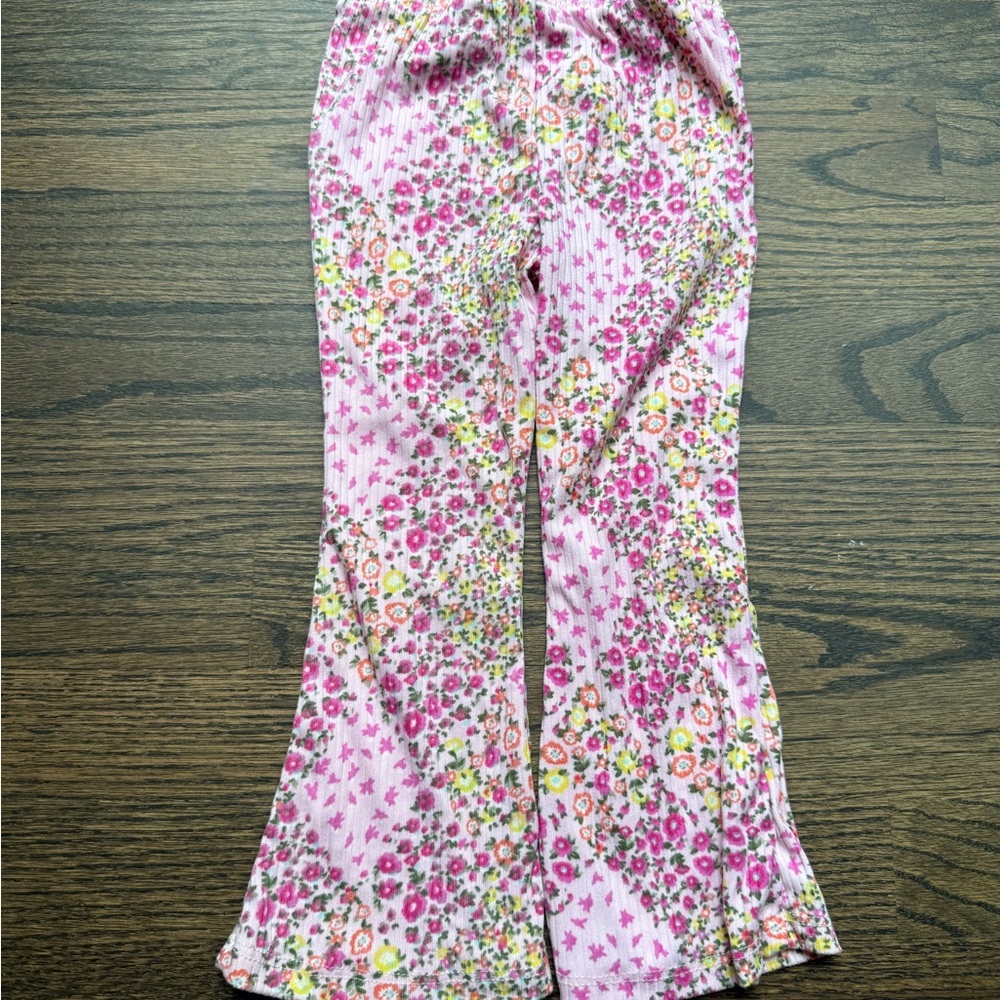btween Pink Casual Flared Bottoms with Floral Print 3T like new